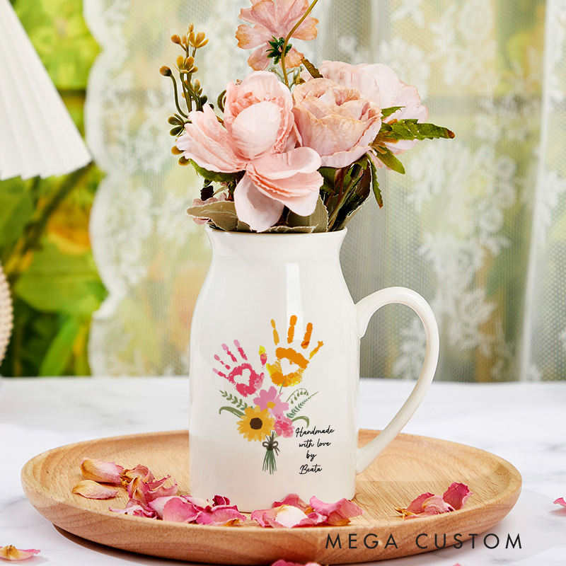 Personalised Floral Ceramic Vase Birthday Gift Grandma's Garden Flower Vase Mama Gifts