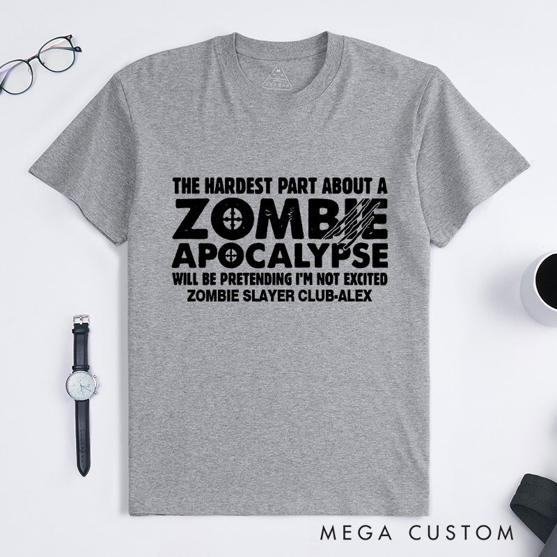 Personalized Zombie Apocalypse T-Shirt Doomsday Game Enthusiasts Shirt Gift for Geek Nerd Lovers 