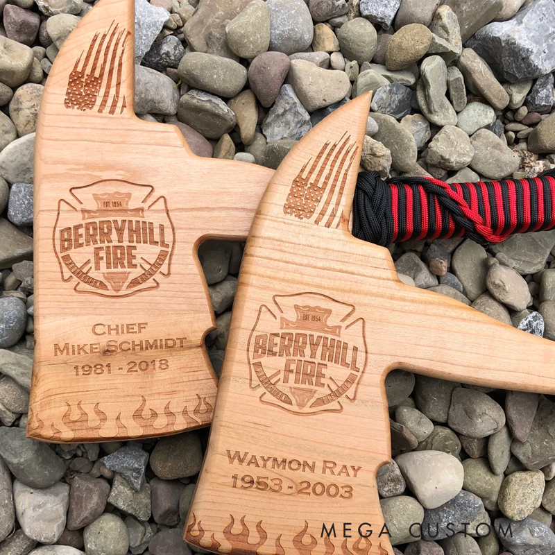 Personalized Firefighter Wooden Axe Custom Engraved Gift for Appreciation and Honor