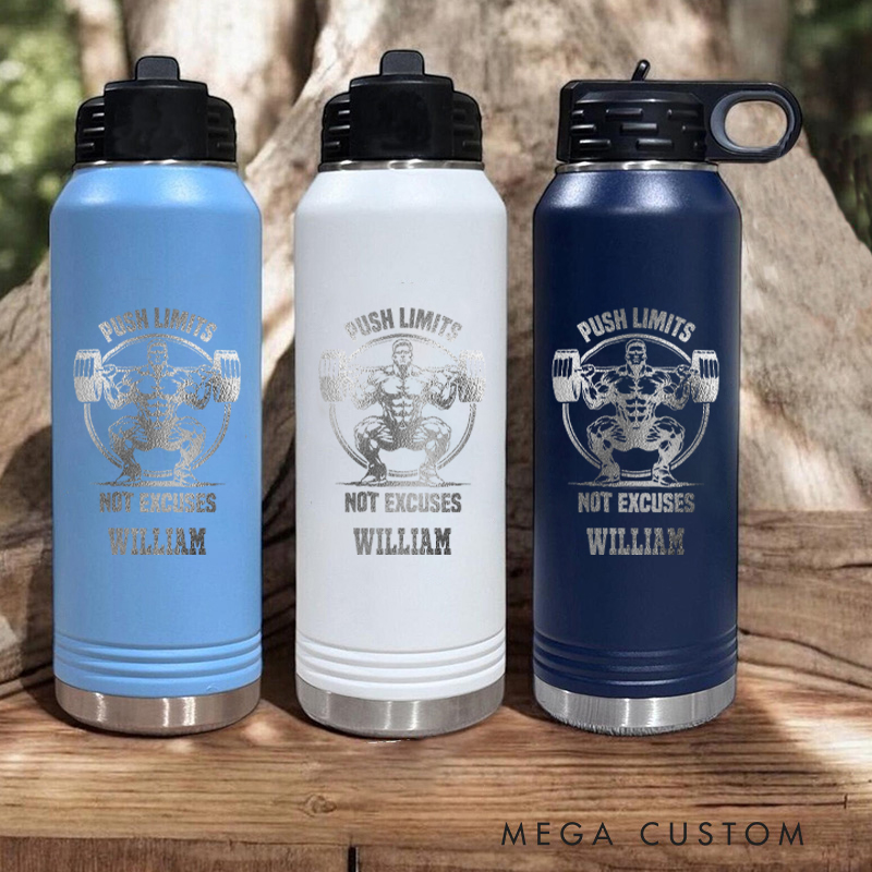 Personalized Old Man Fitness Partners Water Bottles for Gym Lover Team Celebrate Partnership and Strength