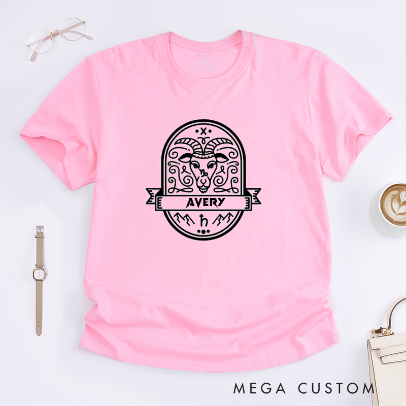 Personalized Capricorn Classic T-Shirt Custom Zodiac Goat Design Unique Astrology Birthday Gift Unisex Trendy Horoscope Tee for Men and Women