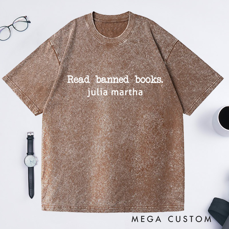 Personalized Read Banned Books Washed T-Shirts Reading Shirt Book Lover 
