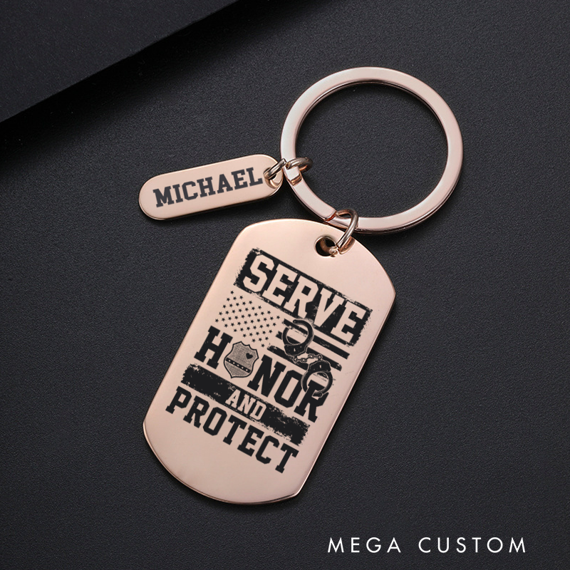 Personalized Police Officers Engraved Keychain Serve Honor and Protect Keychain Appreciation Gift for Police Officers