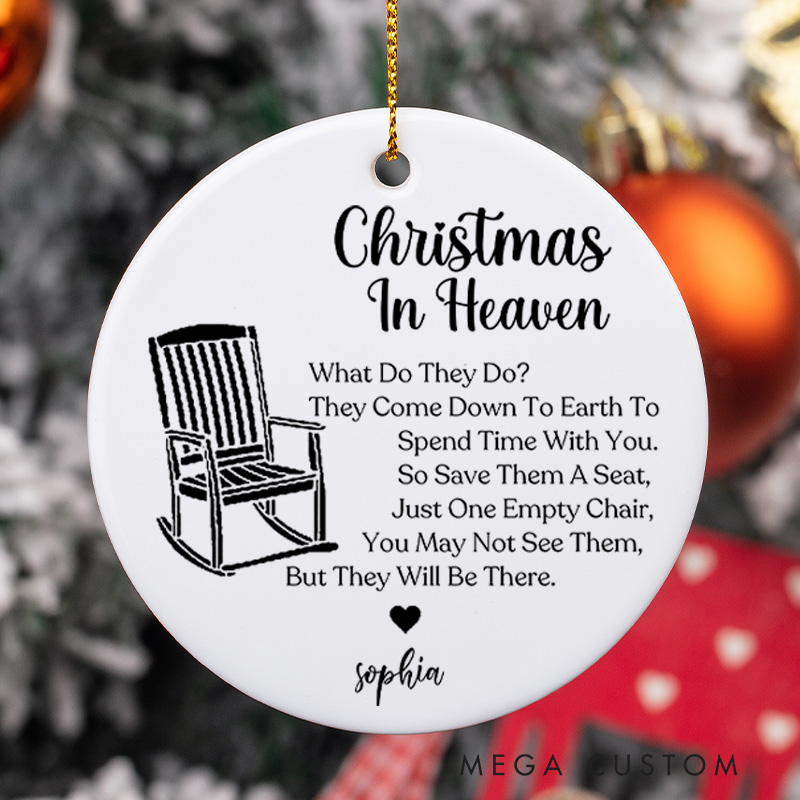 Personalized Memorial Ornament Sympathy Gifts Memorial Bereavement Gift Christmas in Heaven Ceramic Ornament for Loss of Loved One