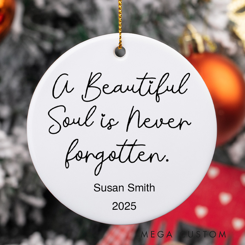 Personalized Memorial Ornament Beautiful Soul Heart Keepsake for Grieving Loss of Loved One Gift Sympathy Bereavement Custom Name Date