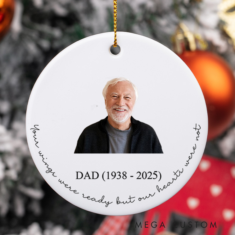 Personalized Memorial Ceramic Ornament Custom Photo Christmas Ornament Sympathy Gift for Loss of Loved One Condolence Remembrance Gift