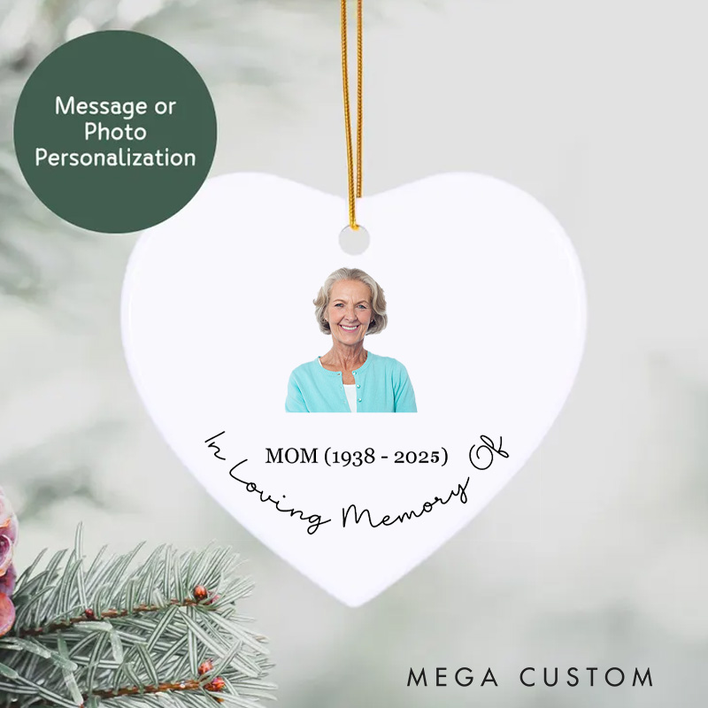 Personalized Memorial Photo Ceramic Ornament Loss of Loved One Remembrance Gifts Sympathy Gift Custom Photo Christmas Ornament