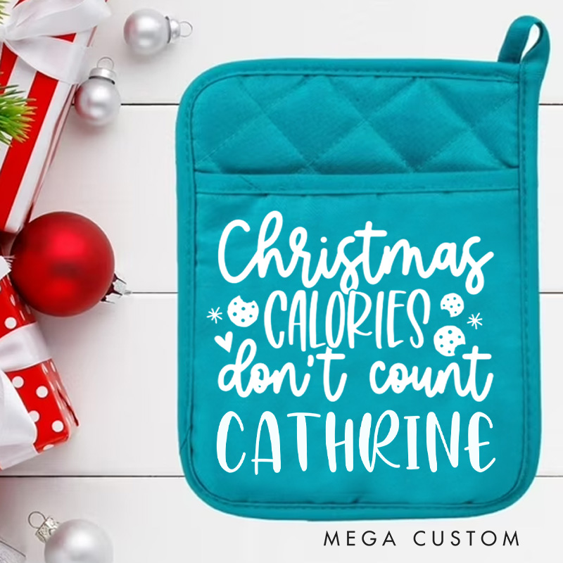 Personalized Christmas Calories Don't Count Pot Holders Custom Cookie Potholder with Name Christmas Gift Baking Lovers Gift Baker Gift