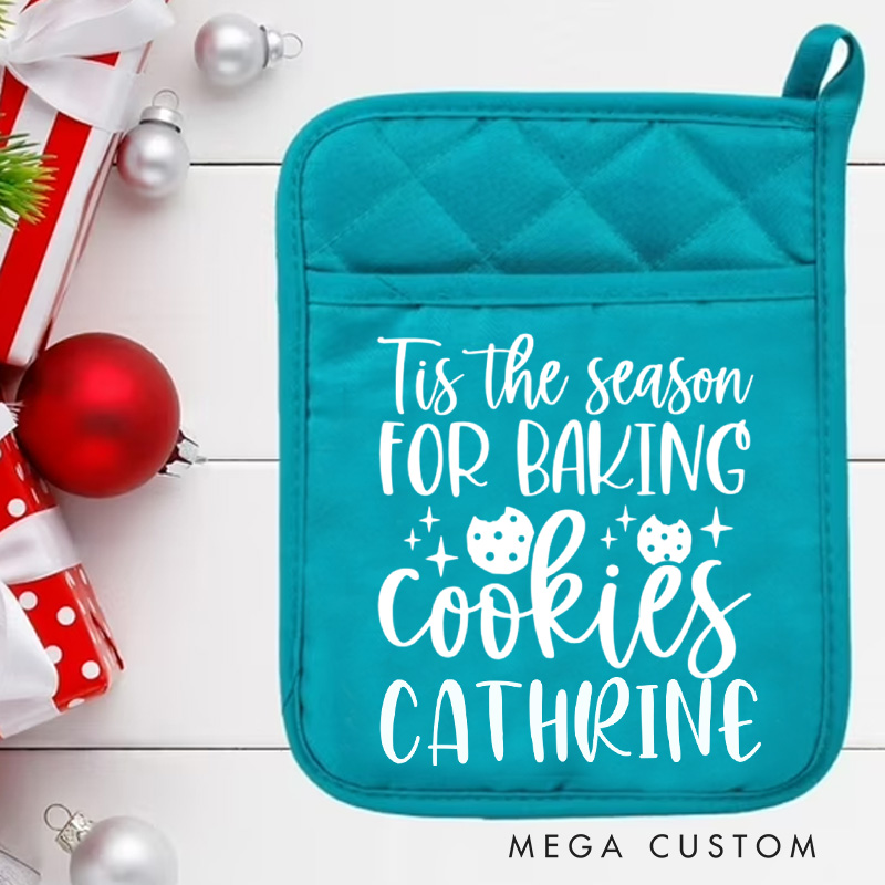 Personalized Tis the Season for Baking Cookies Pot Holders Custom Cookie Potholder with Name Baking Lovers Gift Baker Gift