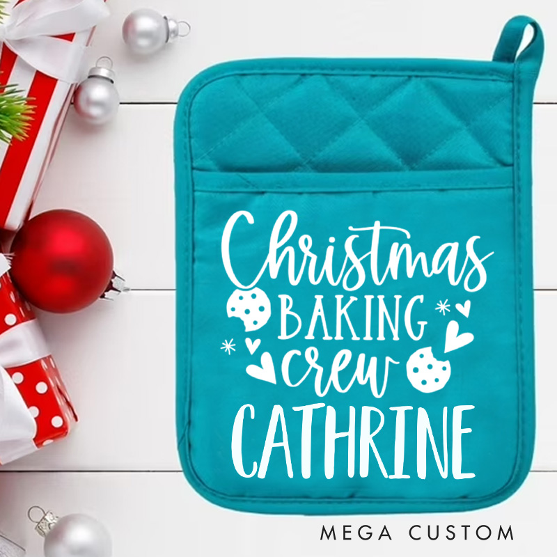 Personalized Christmas Baking Crew Pot Holders Custom Cookie Potholder with Name Baking Lovers Gift Baker Gift Christmas Gift