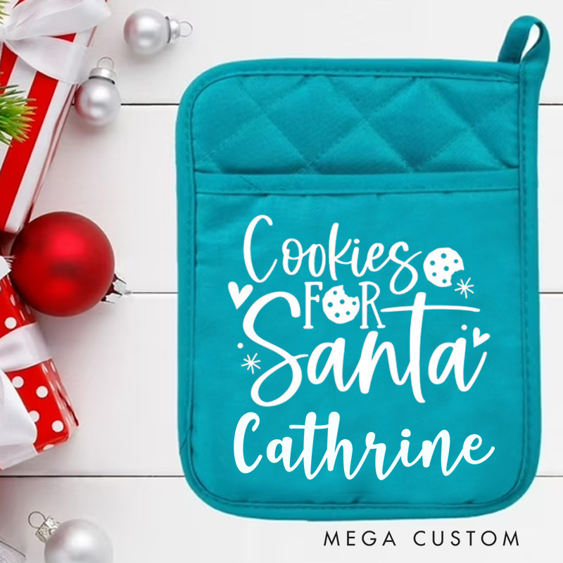Personalized Cookies for Santa Pot Holders Custom Cookies Potholder with Name Baking Lovers Gift Baker Gift Christmas Gift