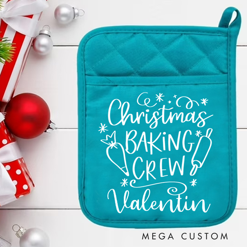 Personalized Christmas Baking Crew Pot Holders Custom Potholder with Name Baking Lovers Gift for Baker Gift Christmas Gift
