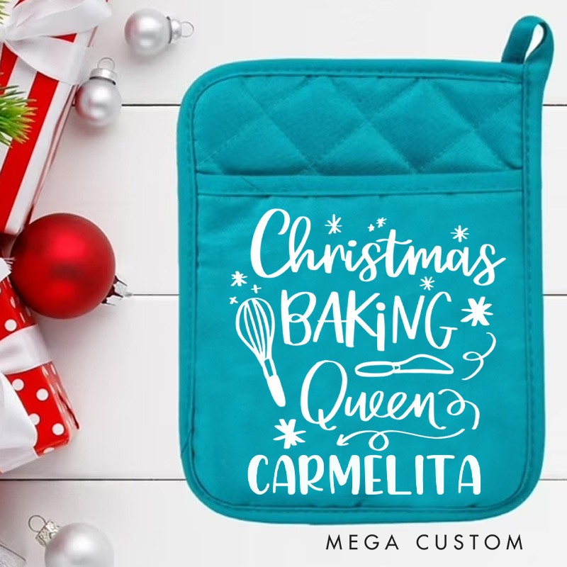 Personalized Christmas Baking Queen Pot Holders Custom Baking Potholder with Name Baking Lovers Gift for Baker Gift Christmas Gift