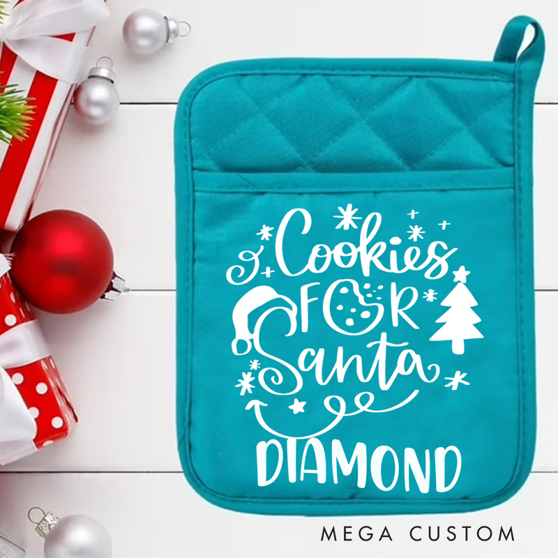 Personalized Cookies for Santa Pot Holders Custom Xmas Tree Potholder with Name Baking Lovers Gift for Baker Gift Christmas Gift