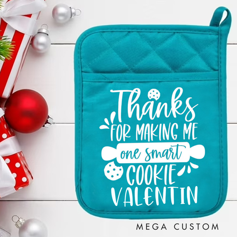 Personalized Thanks for Making Me One Smart Cookie Pot Holders Custom Rolling Pin Potholder with Name Baking Lover Gift for Baker Gift Christmas Gift