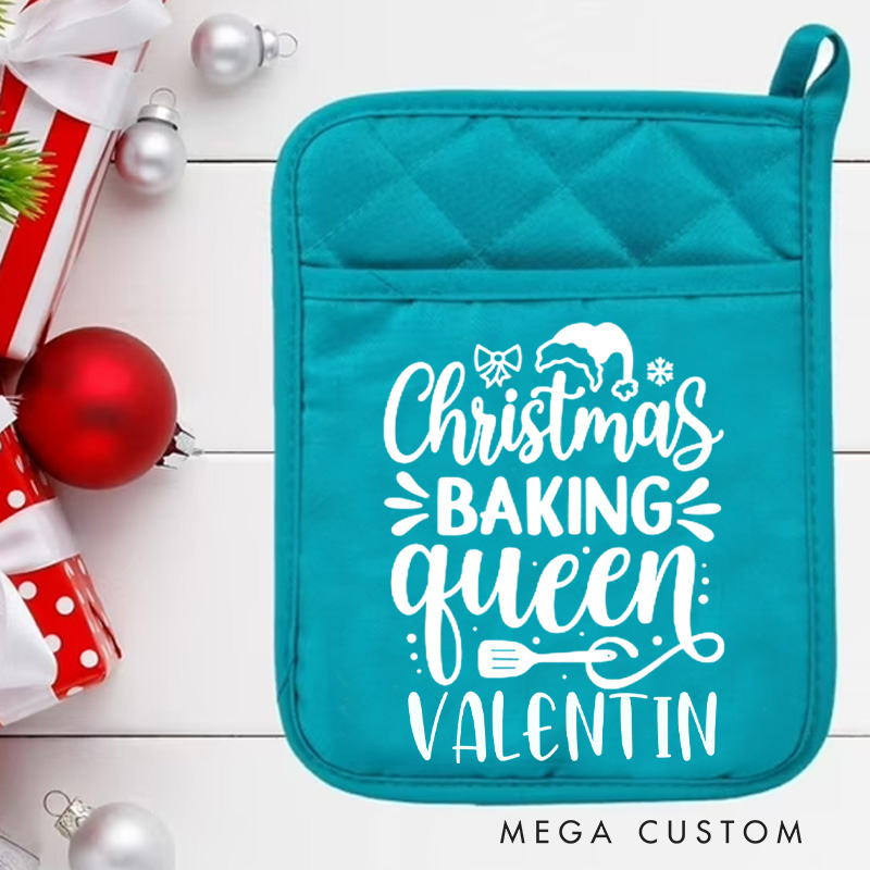 Personalized Christmas Baking Queen Pot Holders Custom Baking Potholder with Name Baking Lovers Gift for Baker Gift Christmas Gift