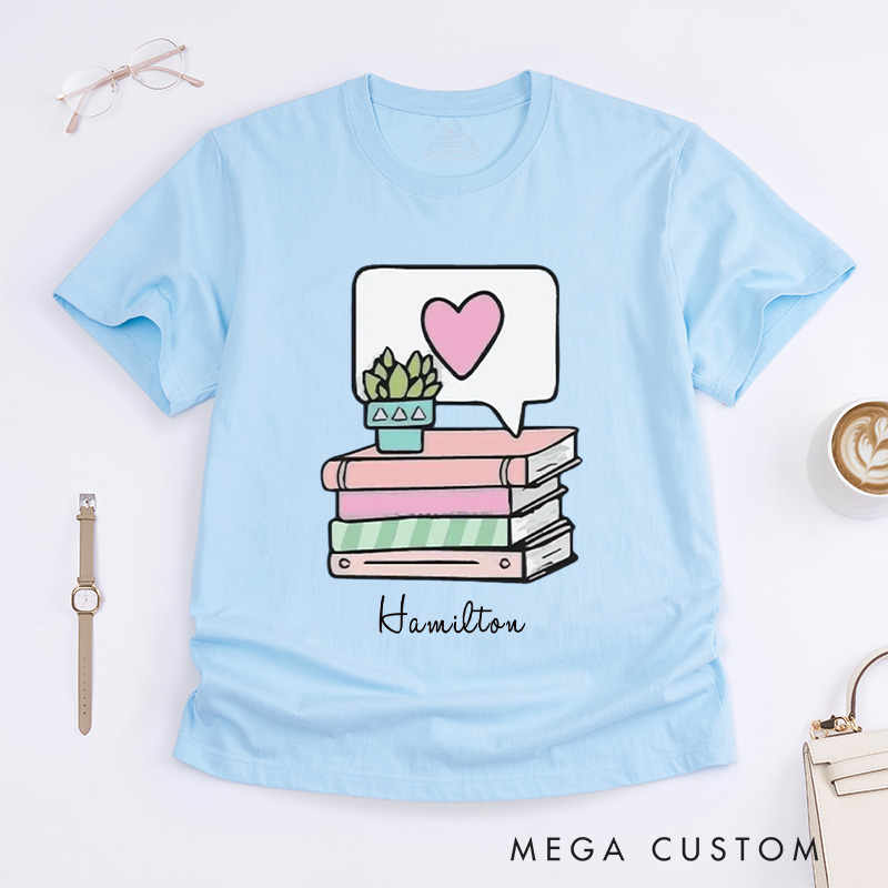 Personalized Book Lover Classic T-Shirts Reading Shirt Bookworm Book Nerd Gift Customized Name Shirt Gift for Books Lover