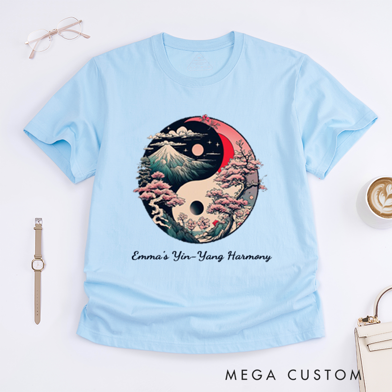 Personalized Yin Yang Meditation Yoga T-Shirt Spiritual Buddhism T-shirt Yoga Tee Self Care and Wellness T-Shirt