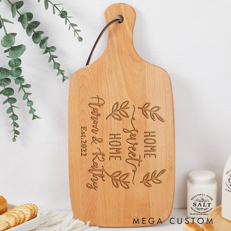 Personalized Home Sweet Home Cutting Board Custom Names Established Year Housewarming Gift