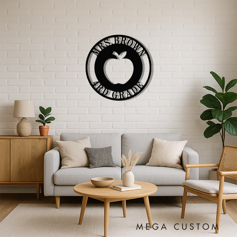 Personalized Teacher Metal Sign for Indoor Outdoor Decor Custom Apple Teacher Design Appreciation Gift For Teachers