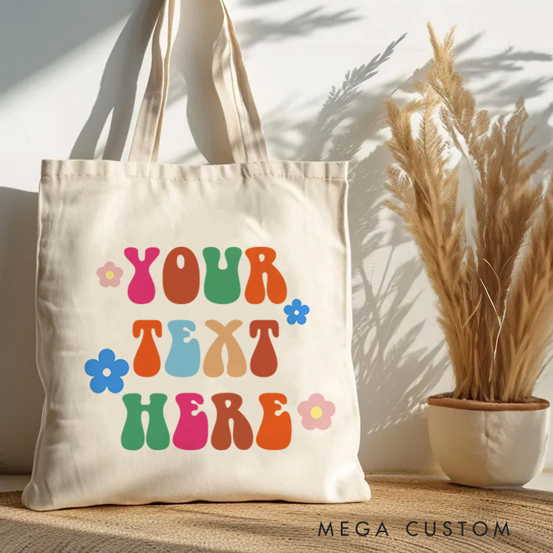 Personalized Cute Floral Tote with Name Shoulder Tote Floral Tote Bag Gift For Her