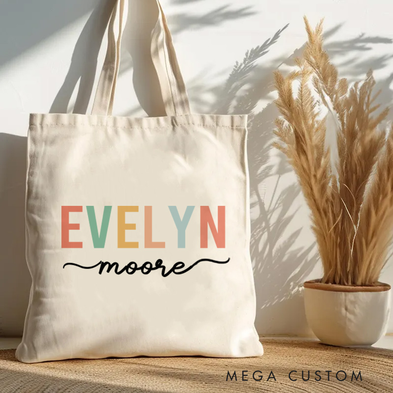 Personalized Name Tote Bag Womens Bag Customized Name Gift For Her Kids Bag School Bag For Kids