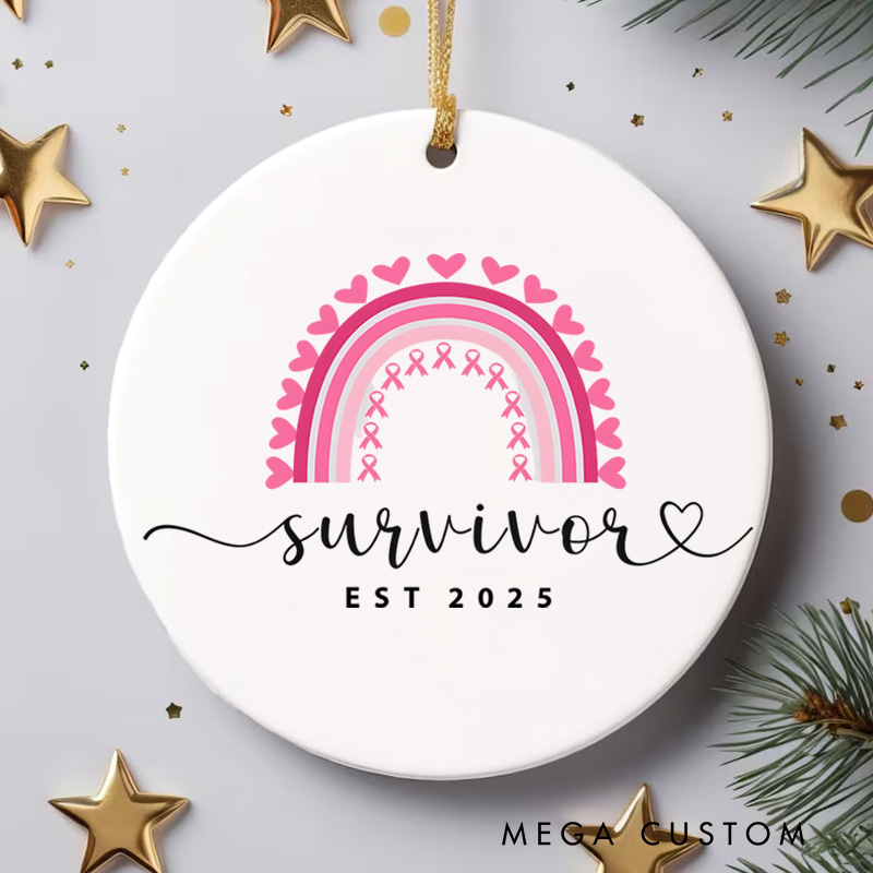Personalized Survivor Rainbow Design Cancer Recovery Keepsake Christmas Ornament