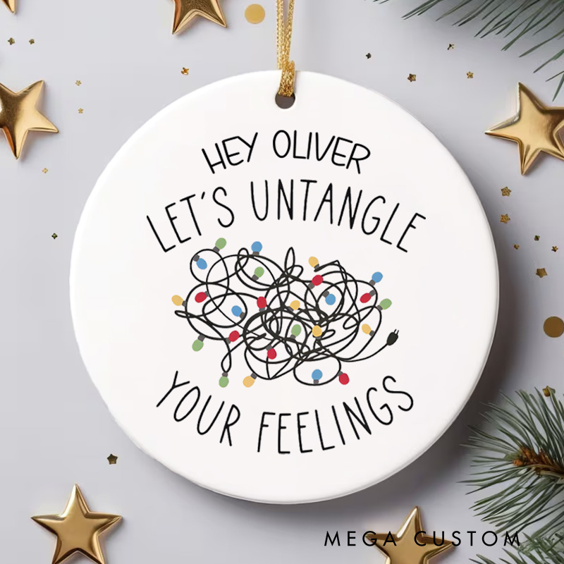 Personalized Let’s Untangle Your Feelings Colorful String Lights Design Christmas Ornament for Comfort Encouragement Gift