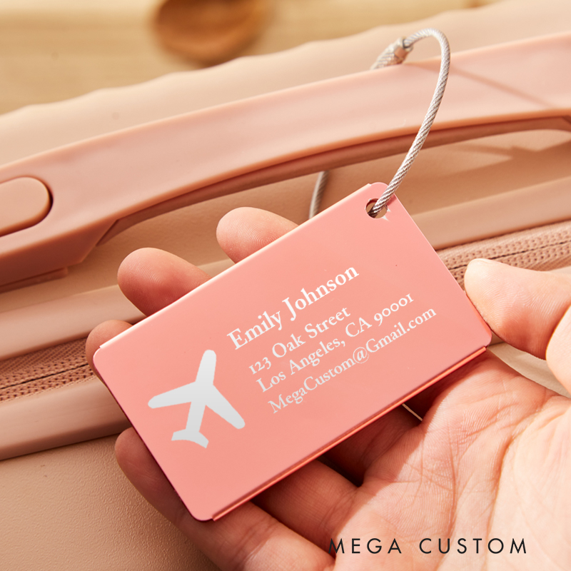 Personalized Metal Luggage Tag Gift for Vacation Bag ID Suitcase Tag Traveling Lovers Gift