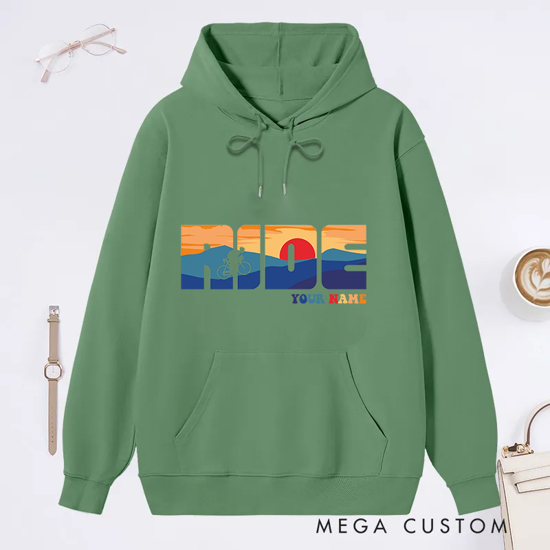 Personalized Ride Classic Hoodies with Cycling and Adventure Design for Outdoor Adventures Riding Cycling Biking Enthusiasts