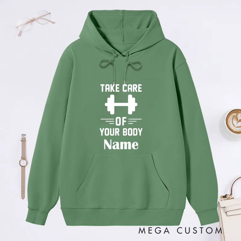 Personalized Fitness Classic Hoodies with Take Care of Your Body for Fitness Enthusiasts Bodybuilders and Gym Lovers