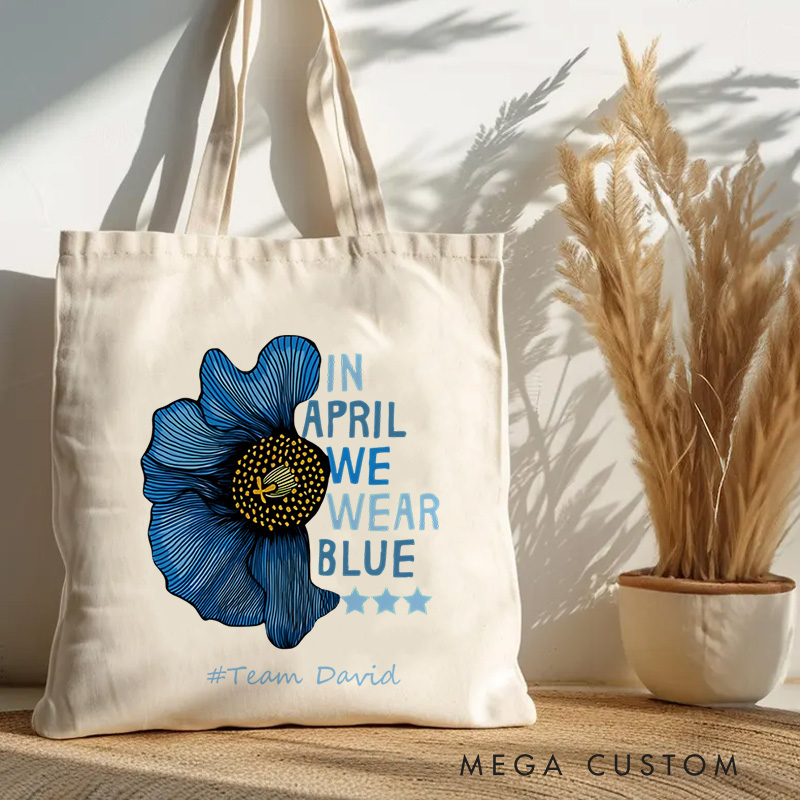 Personalized Blue Flower Illustration Featuring Autism Awareness Message for Advocacy and Support Tote Bag