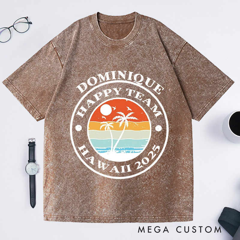 Personalized Summer Travel Washed T-Shirts Vacation Shirts with Name Beech Trip Shirt Gift For Traveler Tee Trip Lover Gift