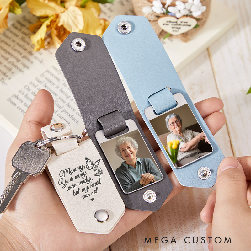 Personalized Memorial Keychain with Photo for Loss of Loved One Engrave Keychain Remembrance Sympathy Gift Memorial Keyring