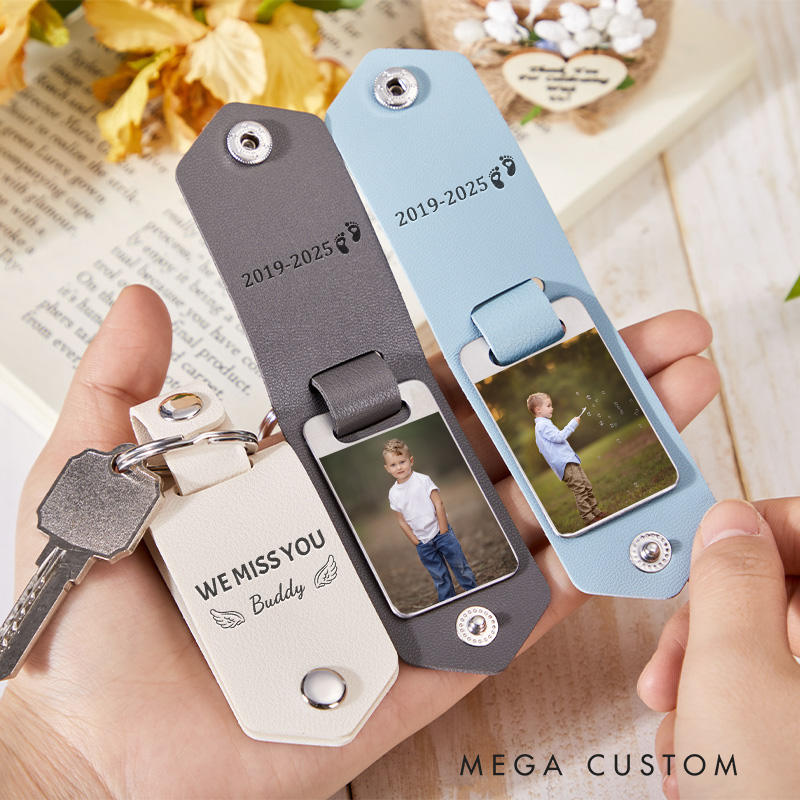 Personalized Photo Memorial Keychain for Loss of Loved One We Miss You in Loving Memory Keyring Memorial Remembrance Sympathy Gift