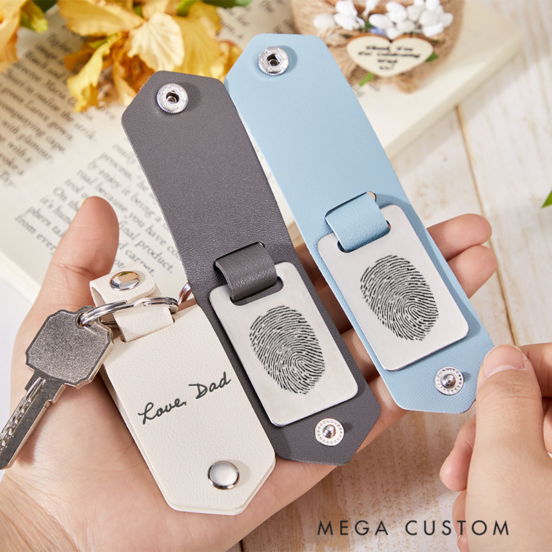 Personalized Fingerprint Keyring Engraved Custom Keychain, Memorial Grief Gift for Loss of Loved One Bereavement Condolence Remembrance Gifts 