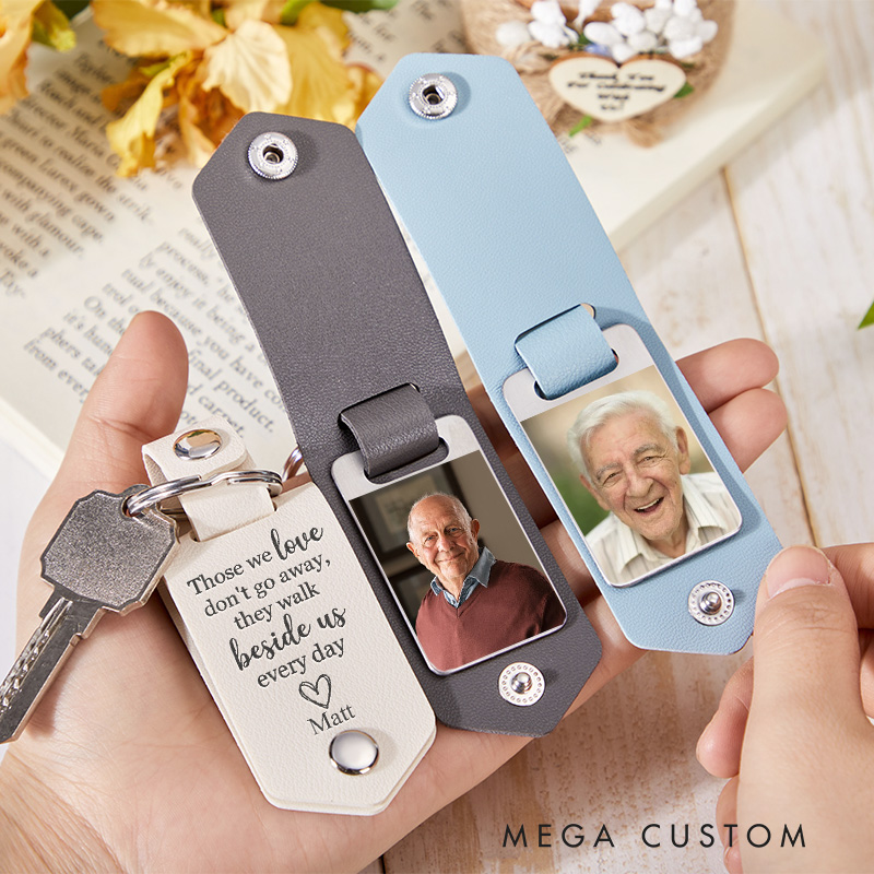 Personalized Memorial Photo Keychain for Loss of  Loved One Walk beside us Bereavement Condolence Remembrance Gifts in Loving Memory Keyring
