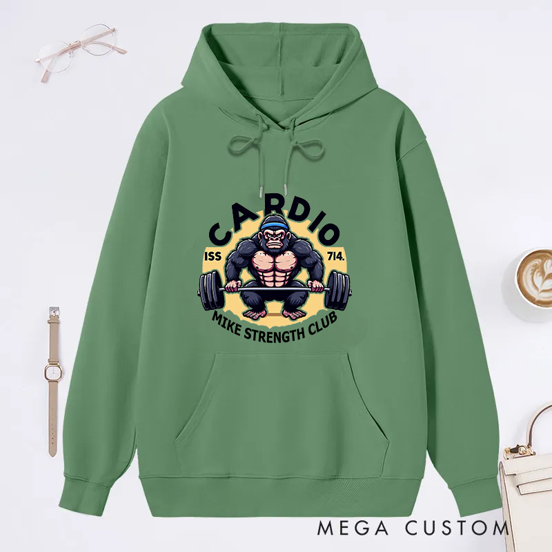 Personalized Gym Classic Hoodies with Cardio Gorilla'Design for Fitness Enthusiasts Bodybuilders and Gym Lovers