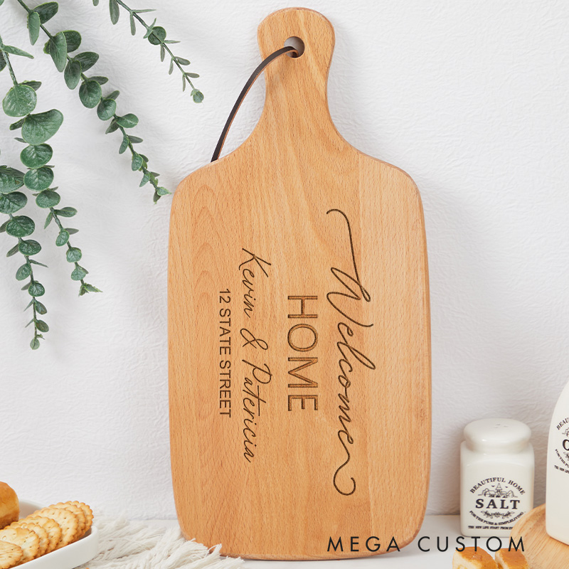 Personalized Custom Names Address Welcome Home Cutting Board for Housewarming Celebrations