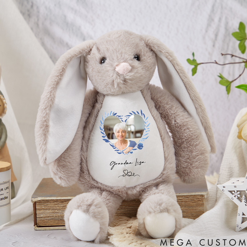 Personalized Photo Memorial Plush Bunny Heaven Sent Plush Soft Toy from Grandparent New Baby Memory Bunny Keepsake Condolence Gift