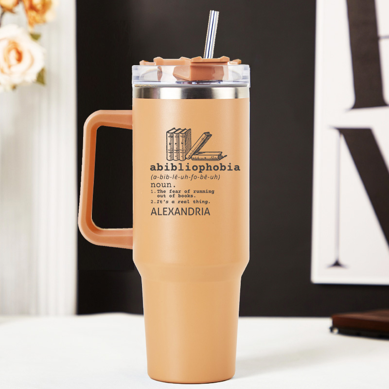 Personalized Abibliophobia Tumbler Book Lover Tumbler 40oz Stainless Steel Tumbler Reader Tumbler Bookish Gift Bookworm Gift