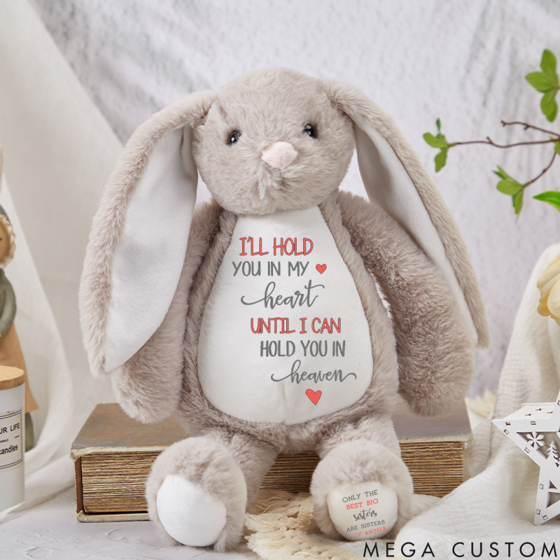 Personalized Baby Memorial Bunny Sibling Memorial Gift Childs Memorial Gift Memorial Stuffed Animal Rainbow Baby Gift Loss of Sibling Gift