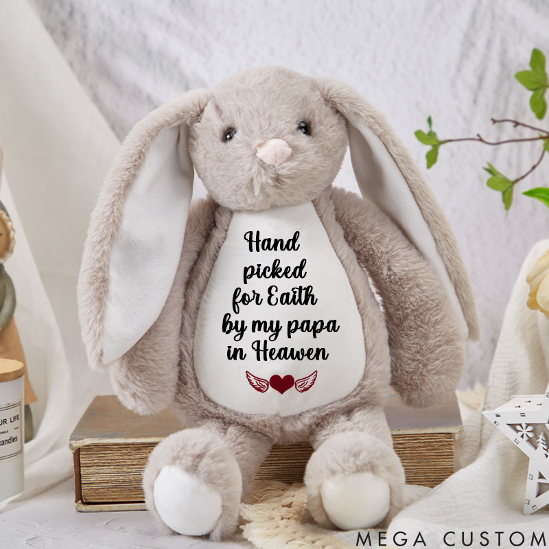 Personalized Baby Memorial Bunny Hand Picked for Earth Lost Loved Ones Keepsake Sent from Heaven Newborn Gift Sympathy Gift 