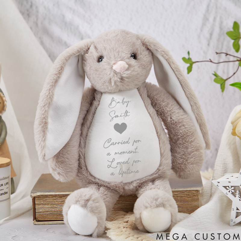 Personalized Miscarriage Bunny Baby Loss Memorial Stuffed Animal Carried for A Moment Love for A Lifetime Miscarriage Gifts Angel Baby Keepsake