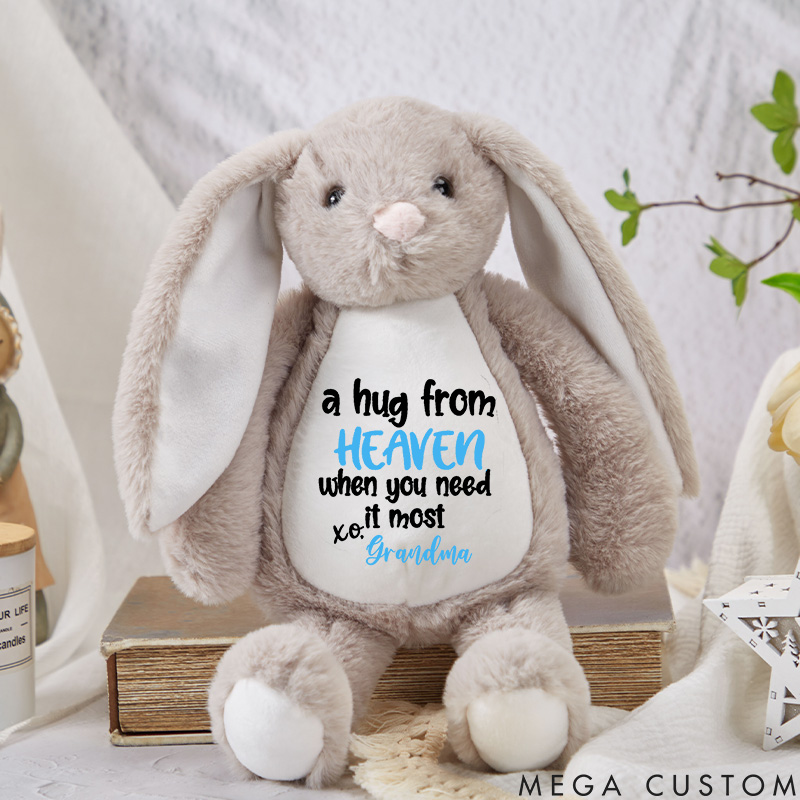 Personalized Memorial Bunny a Hug from Heaven Gift For Grieving Child Custom Name Bunny Rabbit Keepsake Newborn Gift Loss of Loved One Sympathy Gift