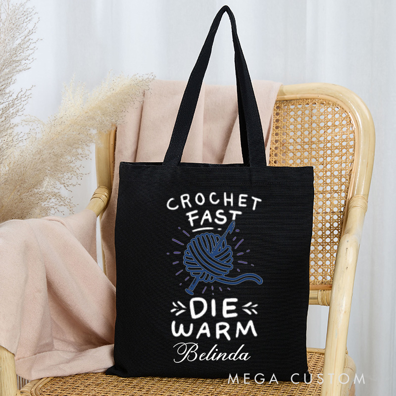 Personalized Crochet Fast Die Warm Tote Bag Gift for a Knitting Lover Gift