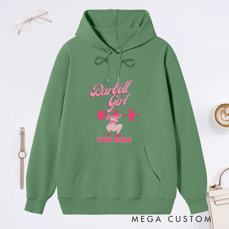 Personalized Gym Classic Hoodies with Pink Barbell Graphic for Fitness Enthusiasts Bodybuilders and Gym Lovers