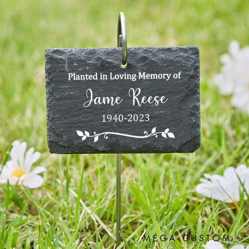 Personalized Memorial Grave Marker Planted in Loving Memory of Garden Stone Custom Name Plate Outdoor Memorial Plaque Sympathy Gift