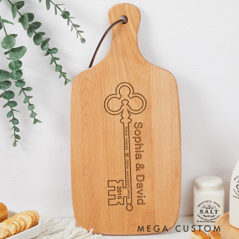 Personalized Memorable New Home Adventures Wooden Cutting Board with Custom Names Year for Housewarming Keepsake