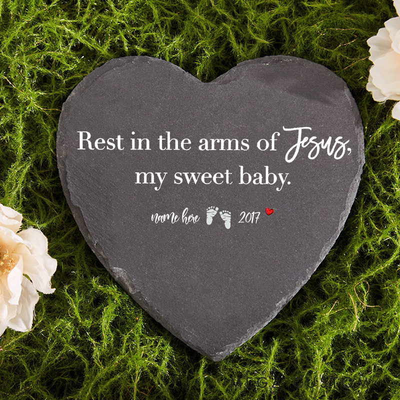Personalized Baby Loss Memorial Stone Rest in the Arms of Jesus Infant Loss Garden Stone Baby Miscarriage Gift Sympathy Gifts